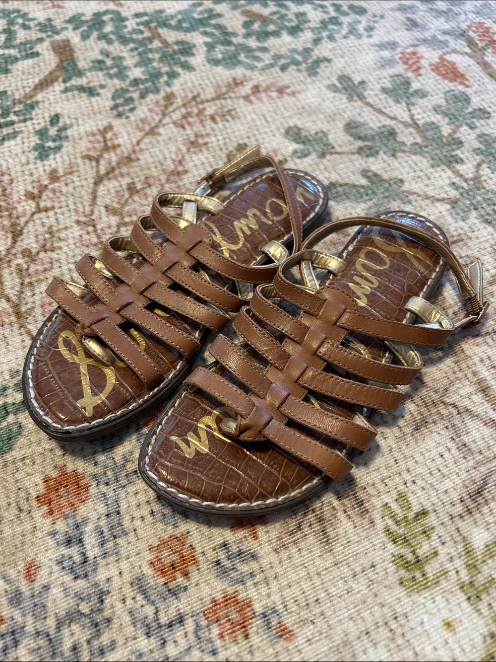 Sam Edelman Brown Leather Woven Gladiator Sandals